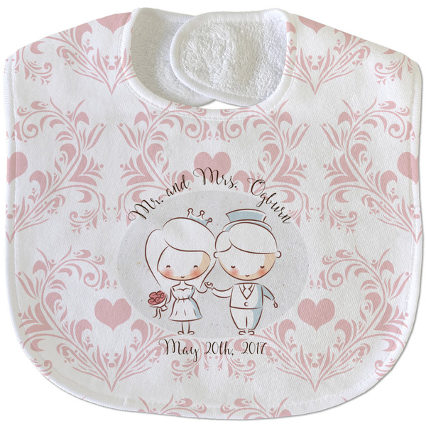 Custom Wedding People Velour Baby Bib w/ Couple's Names