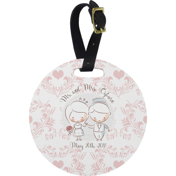 Custom Wedding People Plastic Luggage Tag - Round (Personalized)