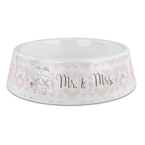 Custom Wedding People Plastic Dog Bowl - Large (Personalized)