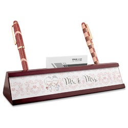 Wedding People Red Mahogany Nameplate with Business Card Holder (Personalized)