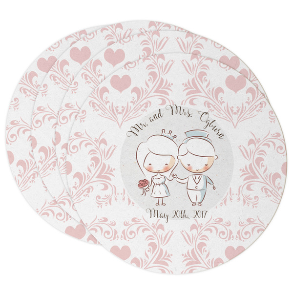 Custom Wedding People Round Paper Coasters w/ Couple's Names