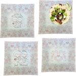 Wedding People Set of 4 Glass Square Lunch / Dinner Plate 9.5" (Personalized)