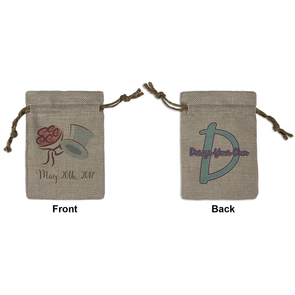 Custom Wedding People Small Burlap Gift Bag - Front & Back (Personalized)