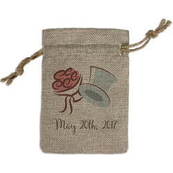 Wedding People Small Burlap Gift Bag - Front (Personalized)