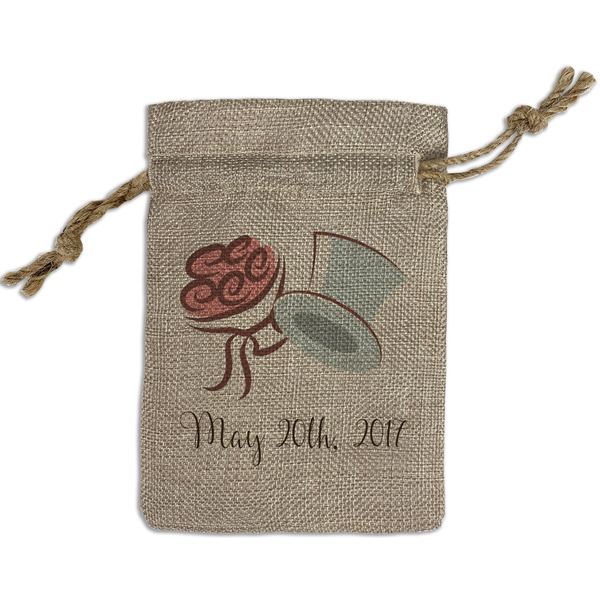 Custom Wedding People Small Burlap Gift Bag - Front (Personalized)