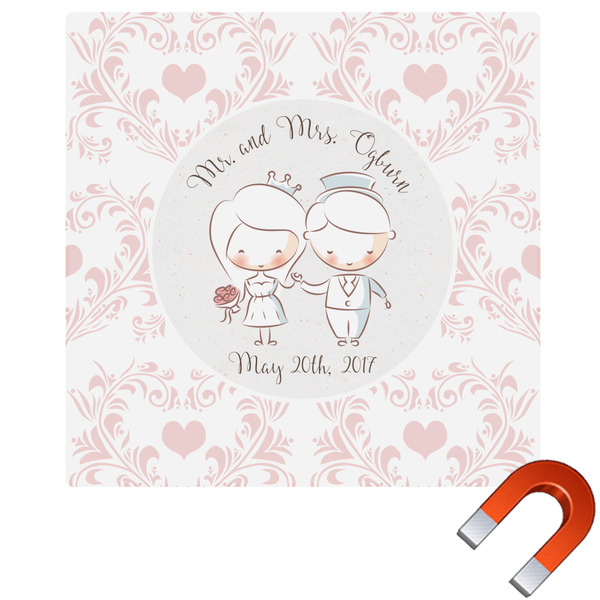 Custom Wedding People Square Car Magnet - 6" (Personalized)