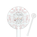 Wedding People 5.5" Round Plastic Stir Sticks - White - Double Sided (Personalized)