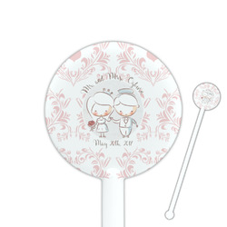 Wedding People 5.5" Round Plastic Stir Sticks - White - Single Sided (Personalized)