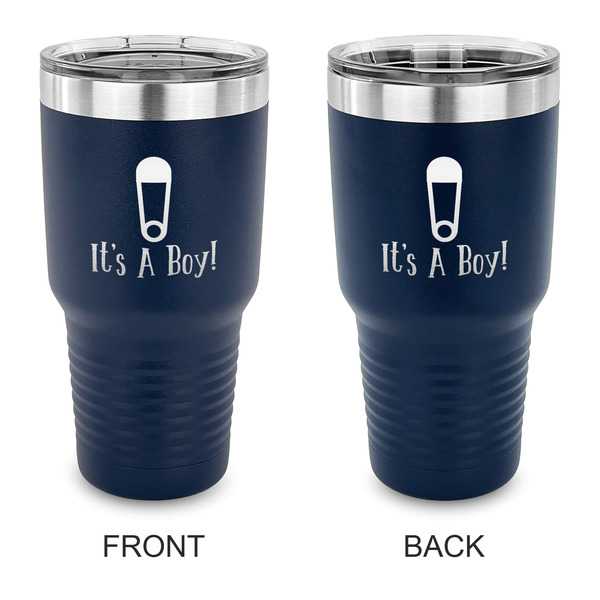 Custom Baby Shower 30 oz Stainless Steel Tumbler - Navy - Double Sided