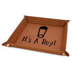 Baby Shower Faux Leather Dice Tray - 9" x 9" - Rawhide