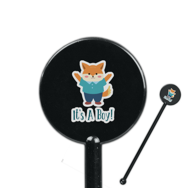 Custom Baby Shower 5.5" Round Plastic Stir Sticks - Black - Double Sided