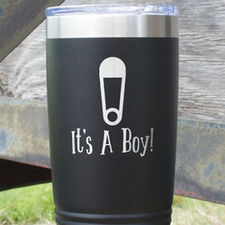 Baby Shower 20 oz Stainless Steel Tumbler - Black - Double Sided