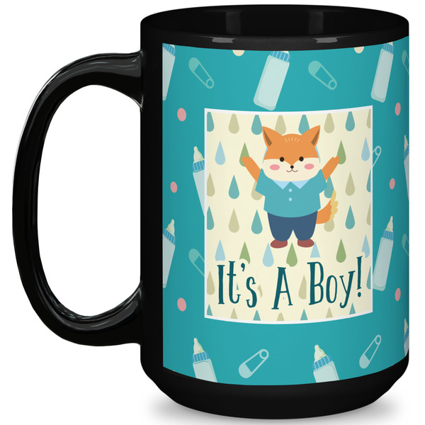 Custom Baby Shower 15 Oz Coffee Mug - Black