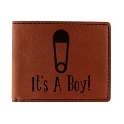 Baby Shower Leatherette Bifold Wallet - Single Sided (Personalized)