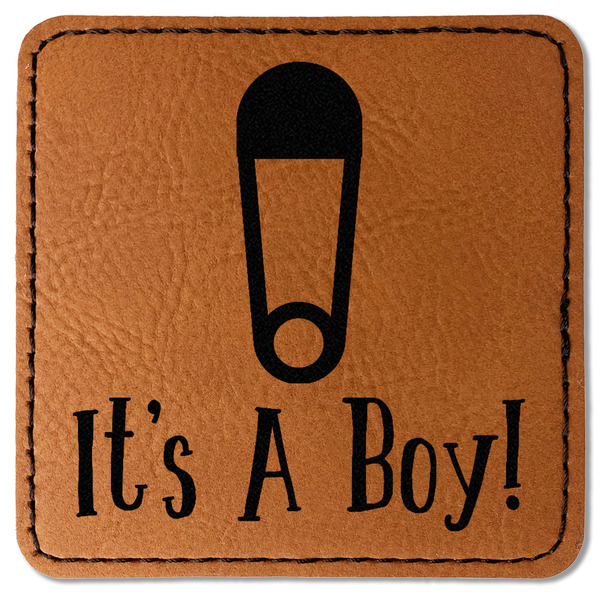 Custom Baby Shower Faux Leather Iron On Patch - Square