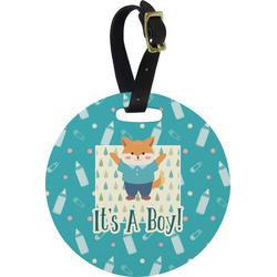 Baby Shower Plastic Luggage Tag - Round