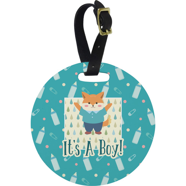 Custom Baby Shower Plastic Luggage Tag - Round