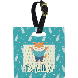 Baby Shower Plastic Luggage Tag - Square