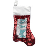 Baby Shower Reversible Sequin Stocking - Red