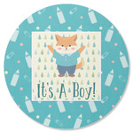 Baby Shower Round Rubber Backed Coaster (Personalized)