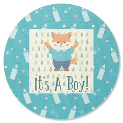 Baby Shower Round Rubber Backed Coaster (Personalized)