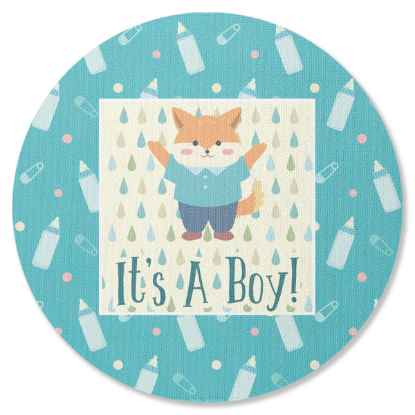 Custom Baby Shower Round Rubber Backed Coaster (Personalized)