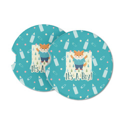 Baby Shower Sandstone Car Coasters - Set of 2 (Personalized)