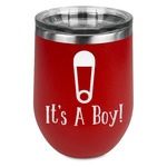 Baby Shower Stemless Stainless Steel Wine Tumbler - Red - Double Sided