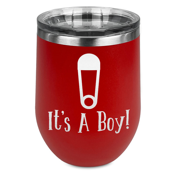 Custom Baby Shower Stemless Stainless Steel Wine Tumbler - Red - Single Sided