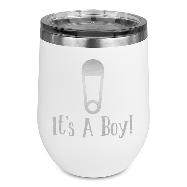 Custom Baby Shower Stemless Stainless Steel Wine Tumbler - White - Double Sided