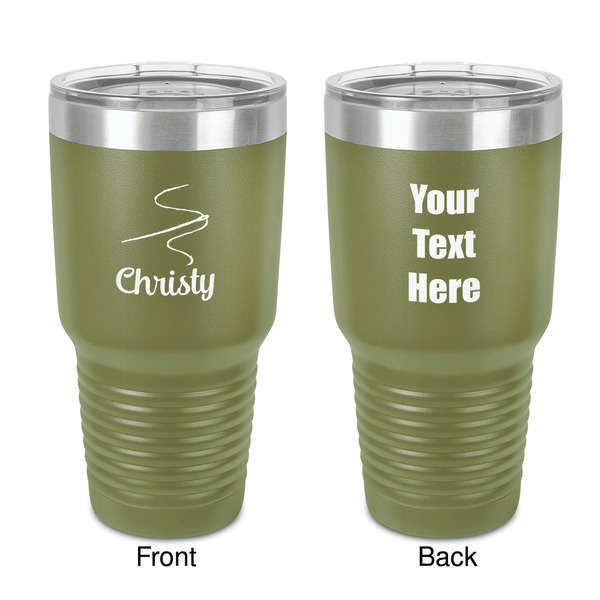 Custom Sewing Time 30 oz Stainless Steel Tumbler - Olive - Double-Sided (Personalized)