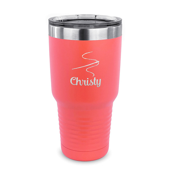 Custom Sewing Time 30 oz Stainless Steel Tumbler - Coral - Single Sided (Personalized)