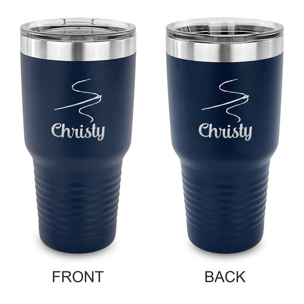 Custom Sewing Time 30 oz Stainless Steel Tumbler - Navy - Double Sided (Personalized)