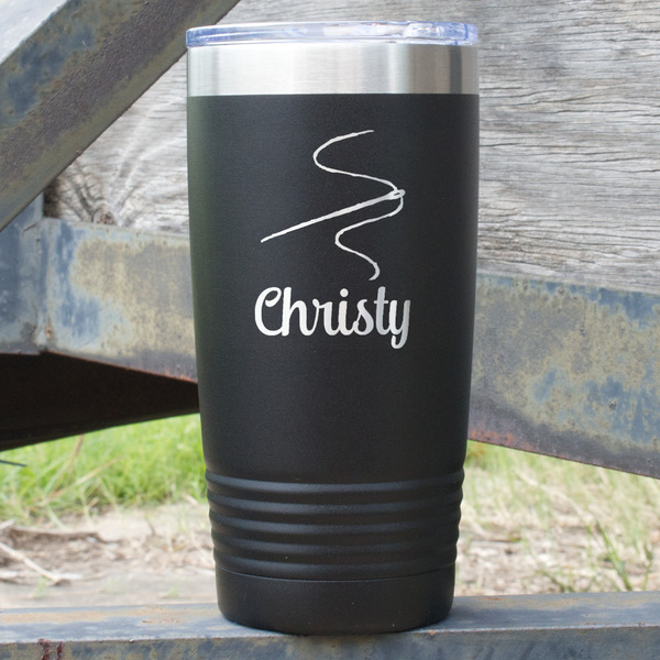 Custom Sewing Time 20 oz Stainless Steel Tumbler - Black - Double Sided (Personalized)