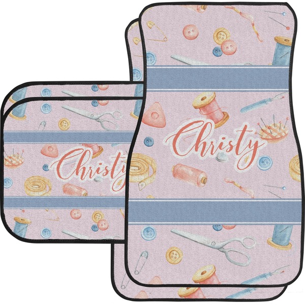 Custom Sewing Time Car Floor Mats Set - 2 Front & 2 Back (Personalized)