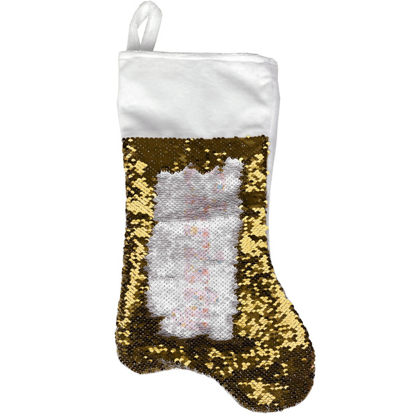 Custom Sewing Time Reversible Sequin Stocking - Gold (Personalized)