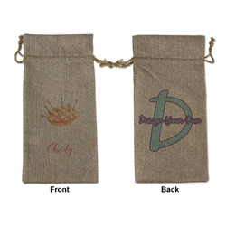 Sewing Time Large Burlap Gift Bag - Front & Back (Personalized)