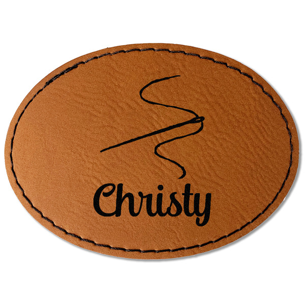 Custom Sewing Time Faux Leather Iron On Patch - Oval (Personalized)