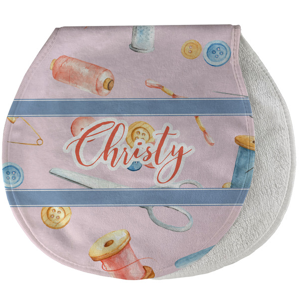 Custom Sewing Time Burp Pad - Velour w/ Name or Text