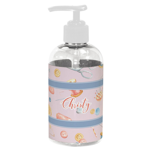 Custom Sewing Time Plastic Soap / Lotion Dispenser (8 oz - Small - White) (Personalized)