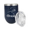 Sewing Time Stainless Wine Tumblers - Navy - Double Sided - Alt View