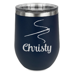 Sewing Time Stemless Stainless Steel Wine Tumbler - Navy - Double Sided (Personalized)