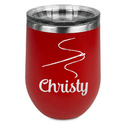 Sewing Time Stemless Stainless Steel Wine Tumbler - Red - Double Sided (Personalized)