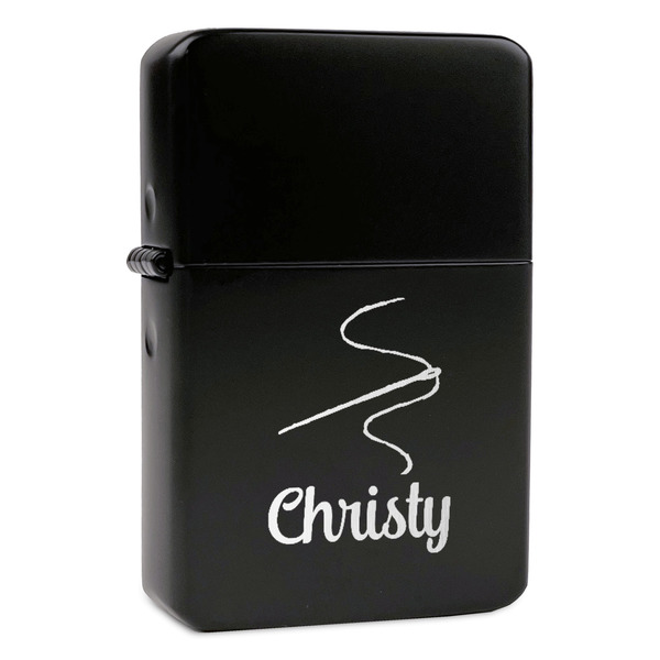 Custom Sewing Time Windproof Lighter - Black - Double Sided (Personalized)