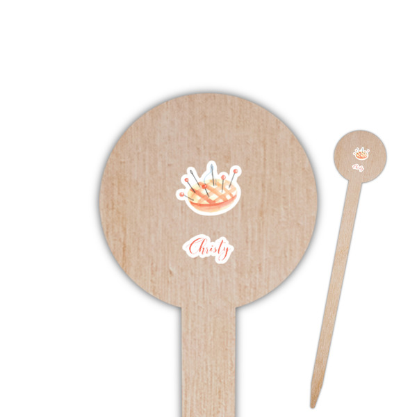 Custom Sewing Time Round Wooden Food Picks (Personalized)