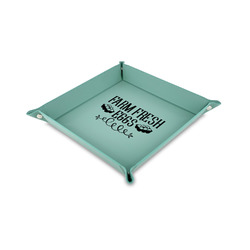 Farm Quotes 6" x 6" Teal Faux Leather Valet Tray