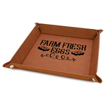 Farm Quotes Faux Leather Dice Tray - 9" x 9" - Rawhide