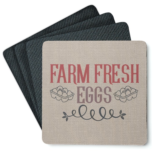 Custom Farm Quotes Square Rubber Backed Coasters - Set of 4