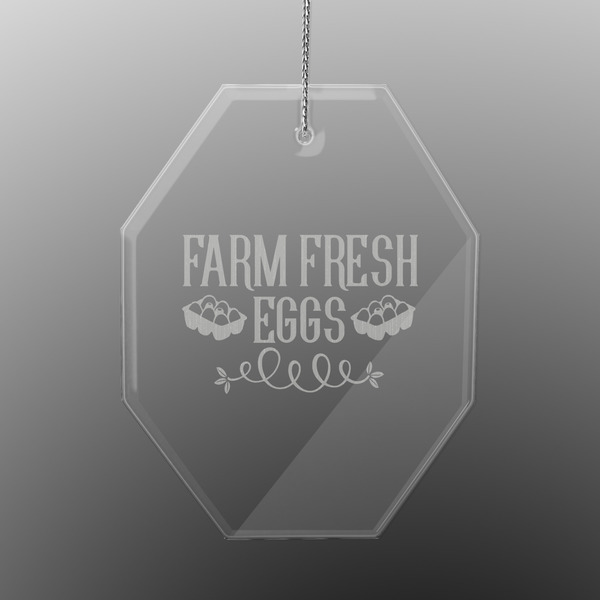 Custom Farm Quotes Engraved Glass Ornament - Octagon