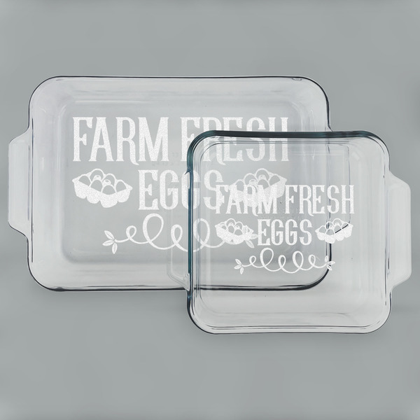 Custom Farm Quotes Set of Glass Baking & Cake Dish - 13in x 9in & 8in x 8in